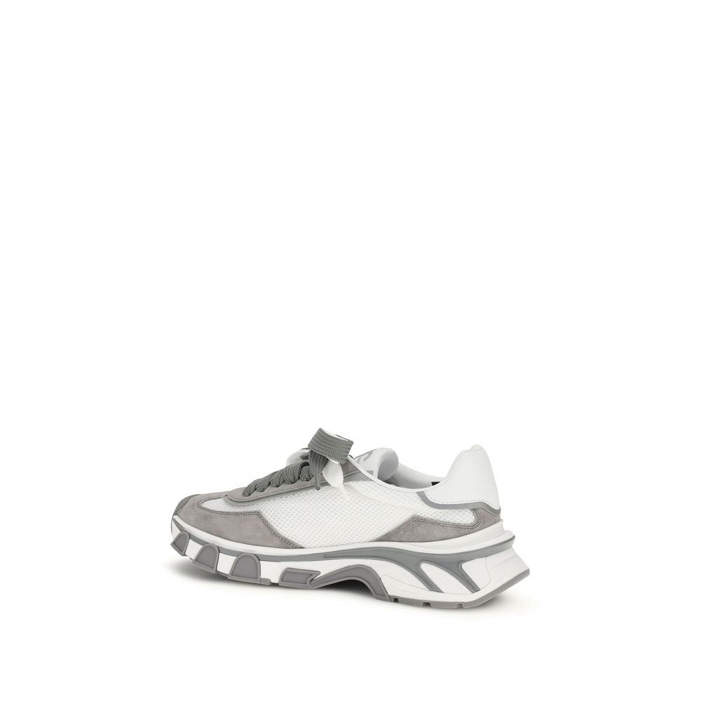 Dolce & Gabbana Gray Calf Leather Bos Taurus Athletic Sneakers | Regal Royce