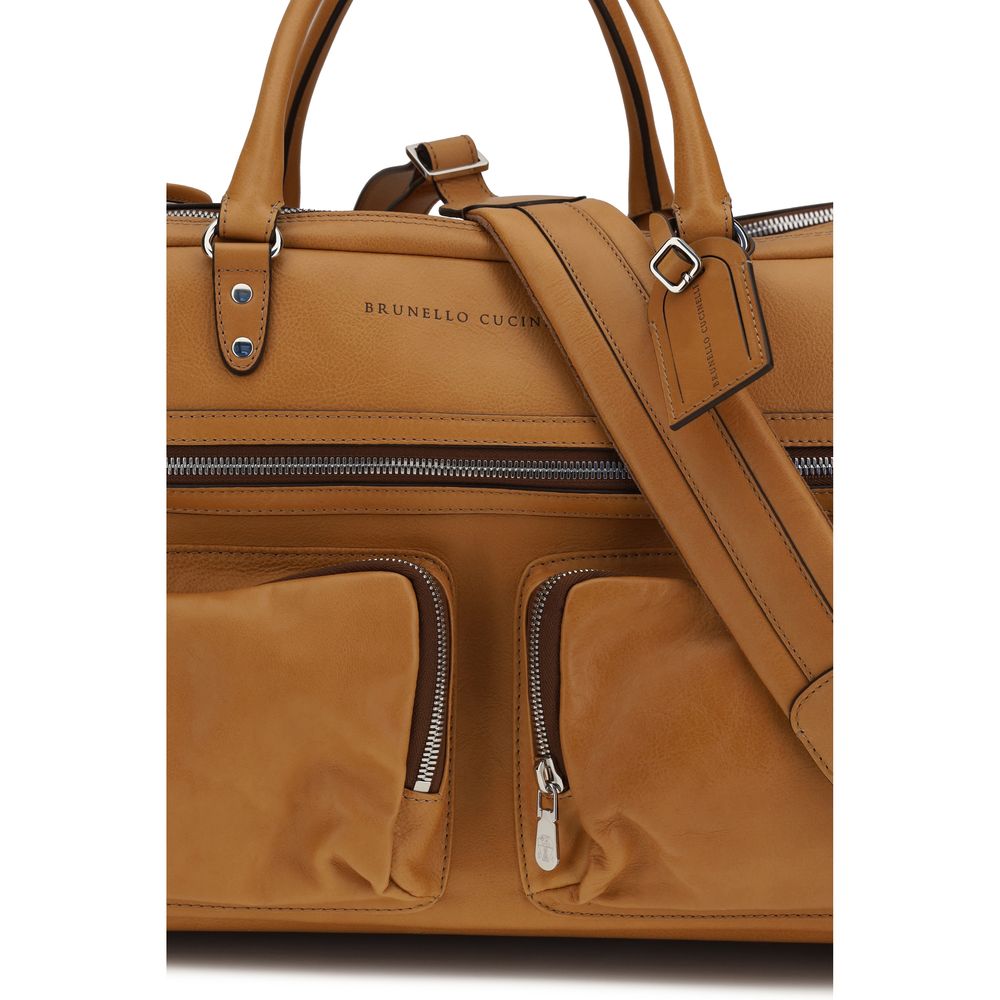 Brunello Cucinelli Brown Calf Leather Bos Taurus Luggage And Travel