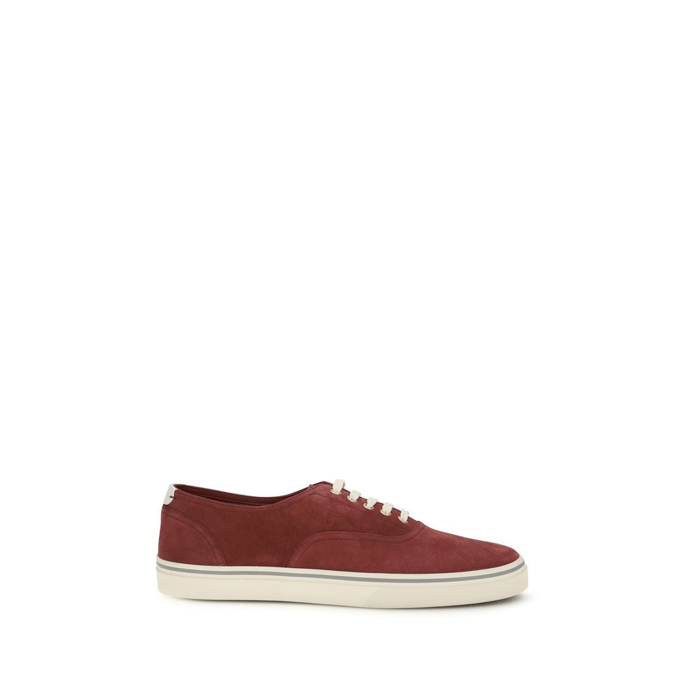 Brunello Cucinelli Bordeaux Calf Leather Bos Taurus Low Top Sneakers | Regal Royce