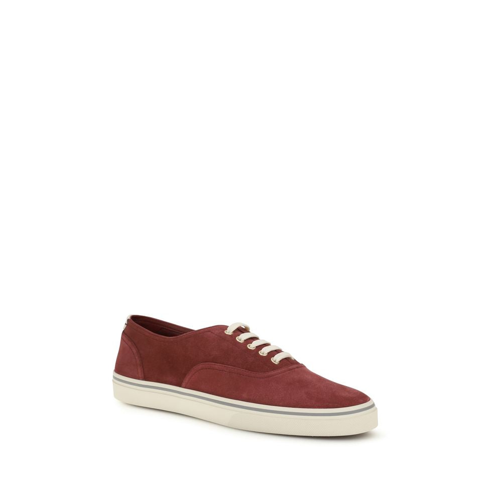 Brunello Cucinelli Bordeaux Calf Leather Bos Taurus Low Top Sneakers | Regal Royce