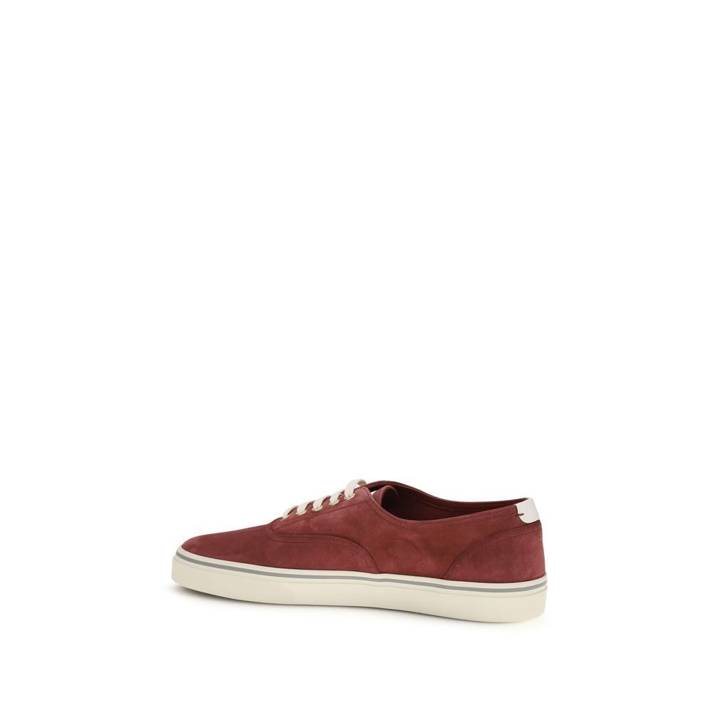 Brunello Cucinelli Bordeaux Calf Leather Bos Taurus Low Top Sneakers | Regal Royce