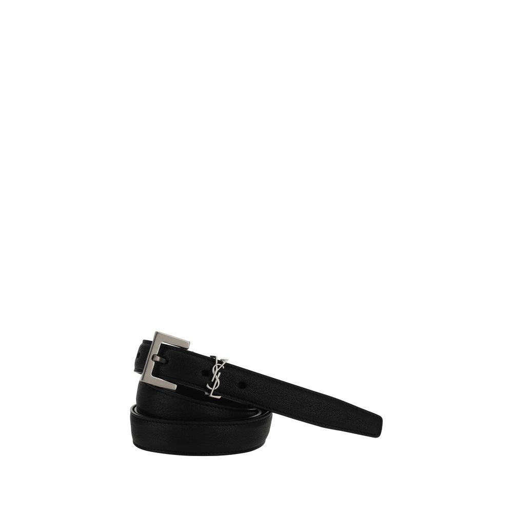 Saint Laurent Black Lamb Ovis Aries Aries Thin Belt | Regal Royce