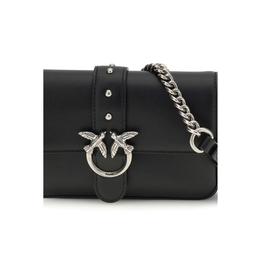 PINKO Black Calf Leather Bos Taurus Shoulder Bag | Regal Royce