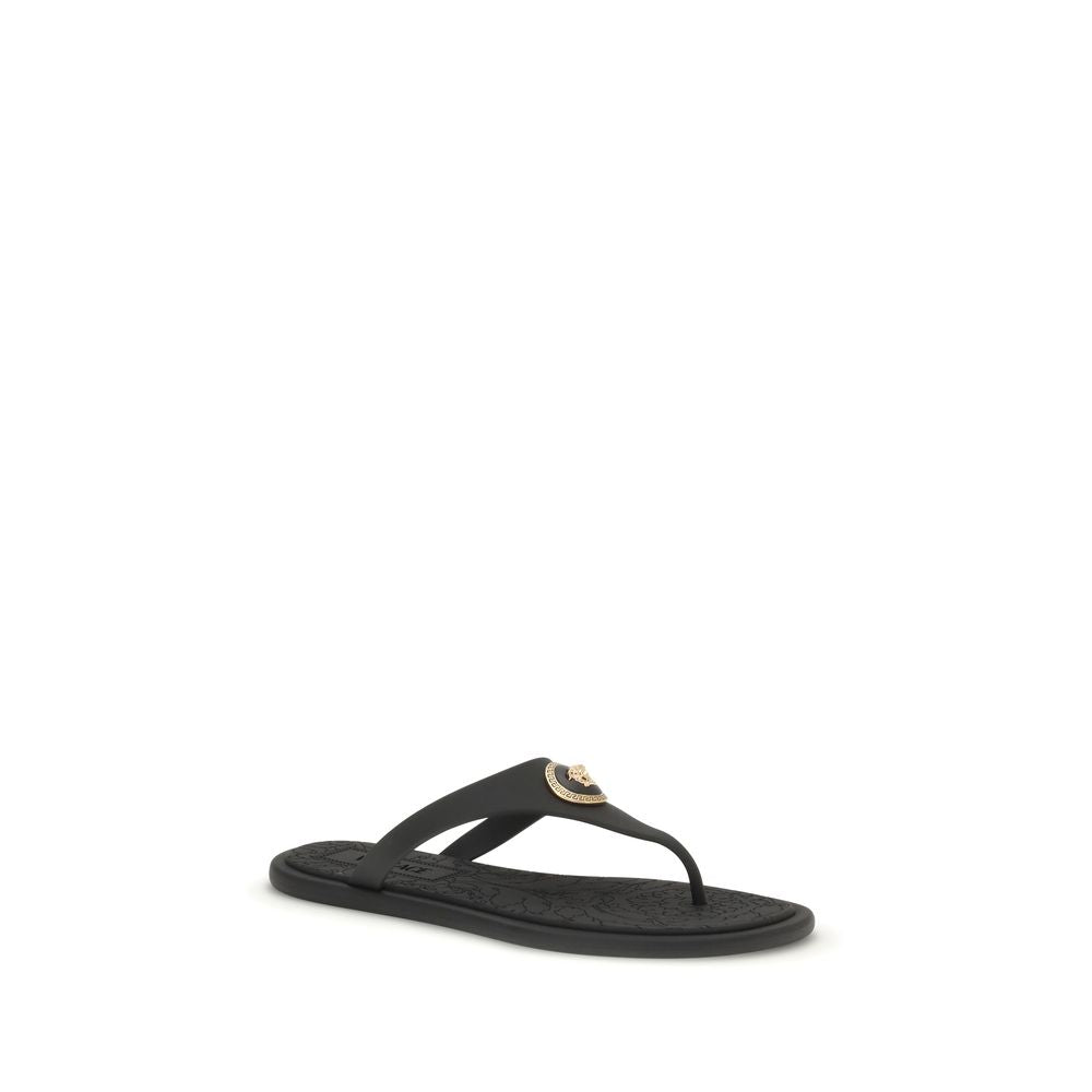 Versace Black Rubber Flip-Flop Sandals | Regal Royce