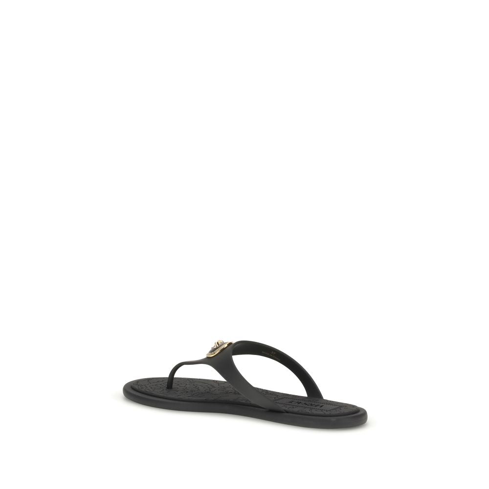 Versace Black Rubber Flip-Flop Sandals | Regal Royce