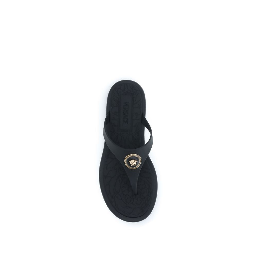 Versace Black Rubber Flip-Flop Sandals | Regal Royce