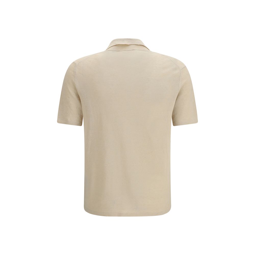 Roberto Collina Beige Linen Polo Shirt | Regal Royce