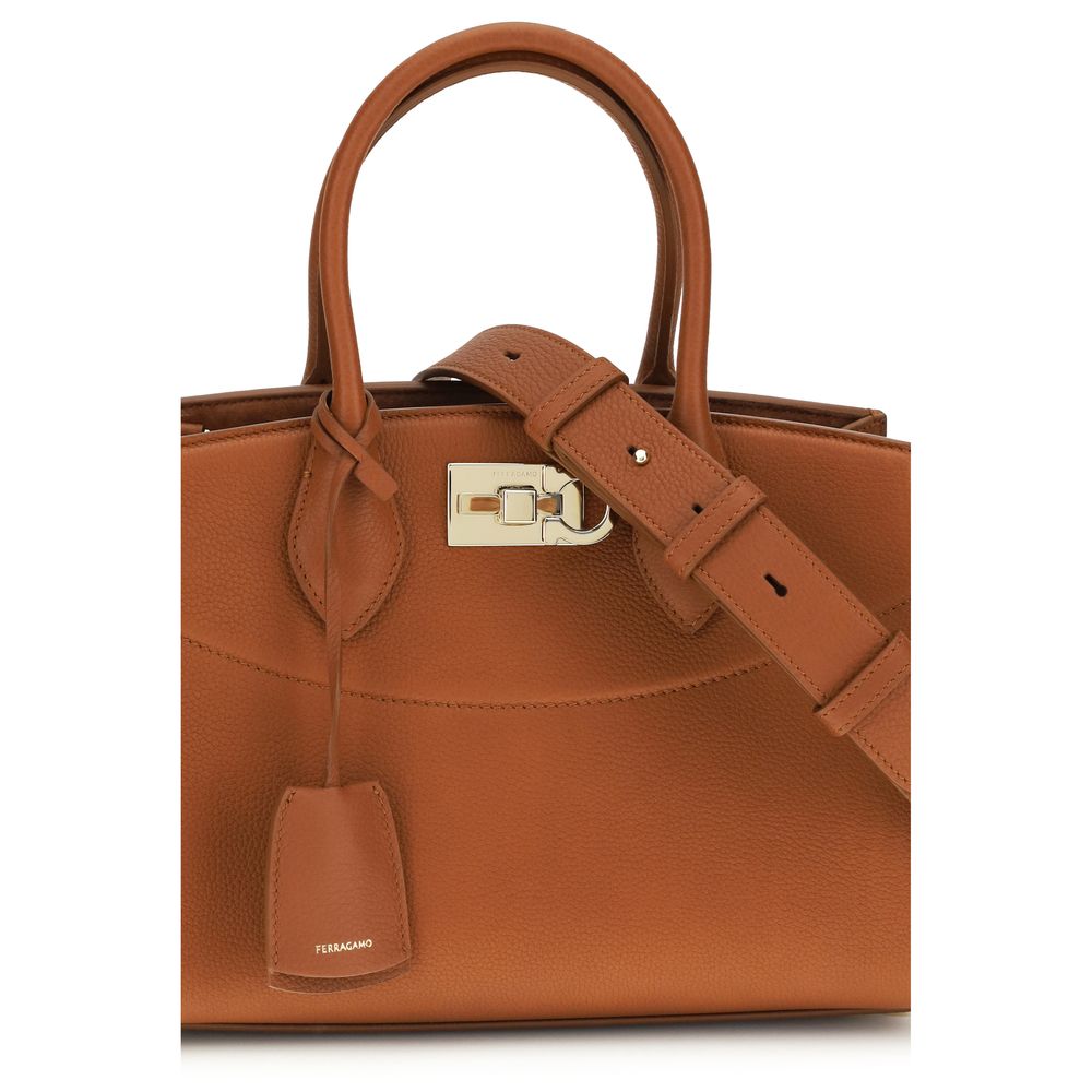 Ferragamo Brown Calf Leather Bos Taurus Handbag | Regal Royce