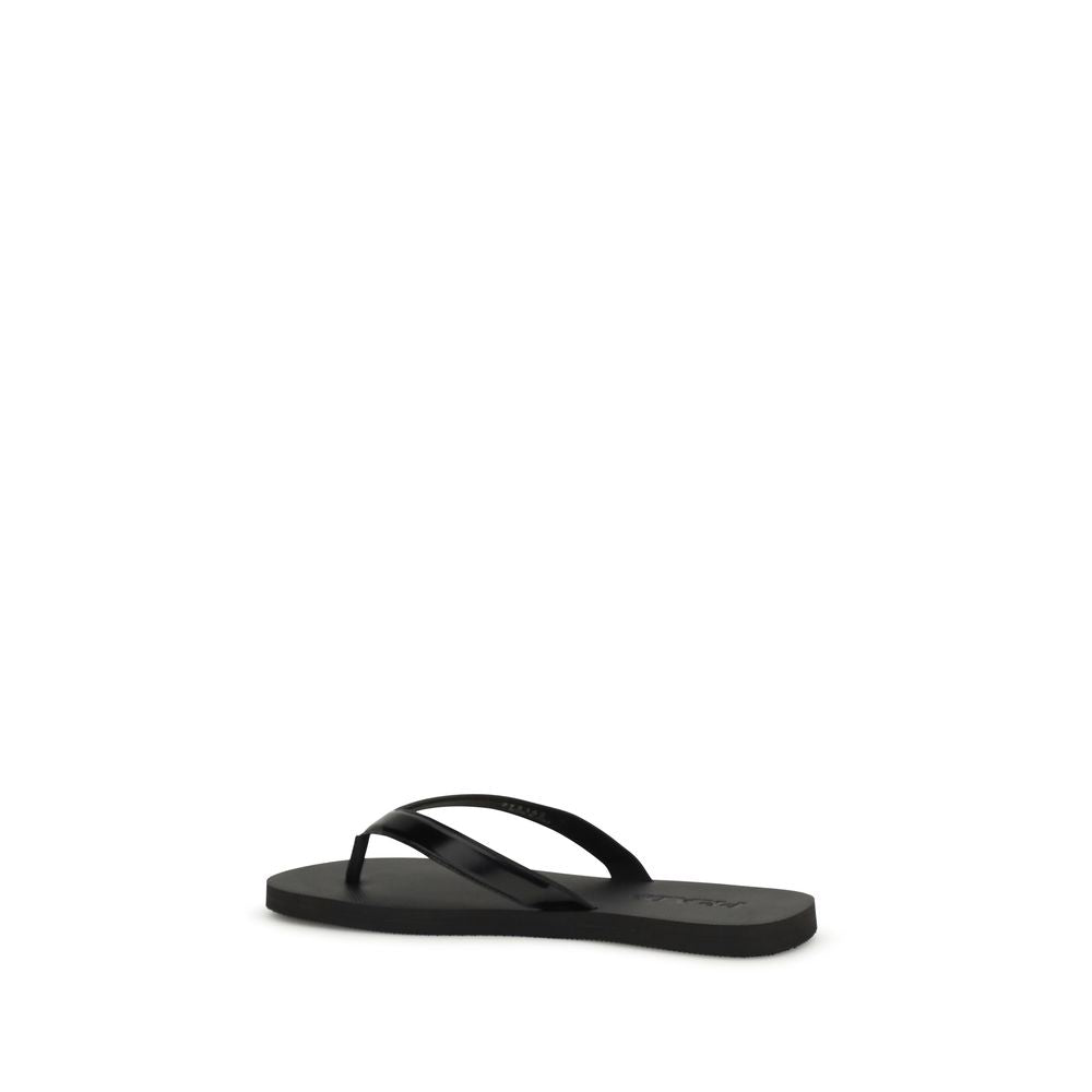Prada Black Calf Leather Bos Taurus Flip-Flop Sandals | Regal Royce