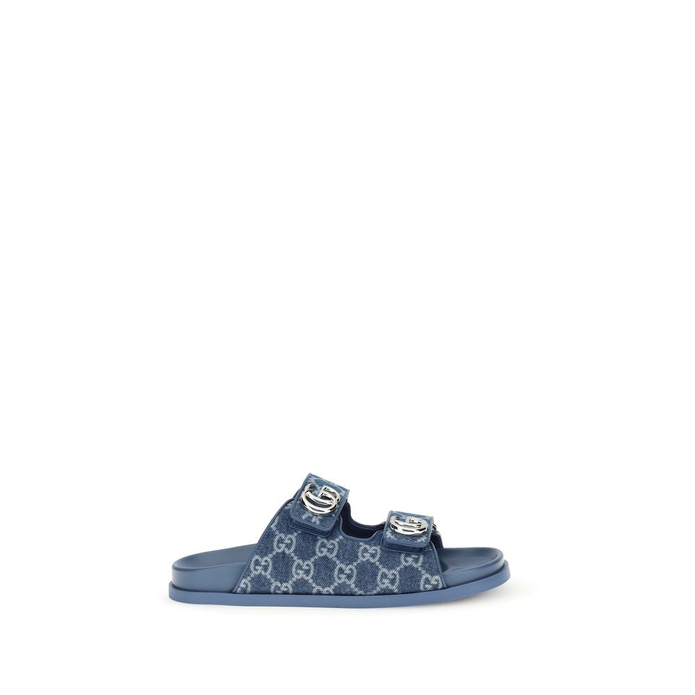 Gucci Blue Cotton Flat Sandals | Regal Royce