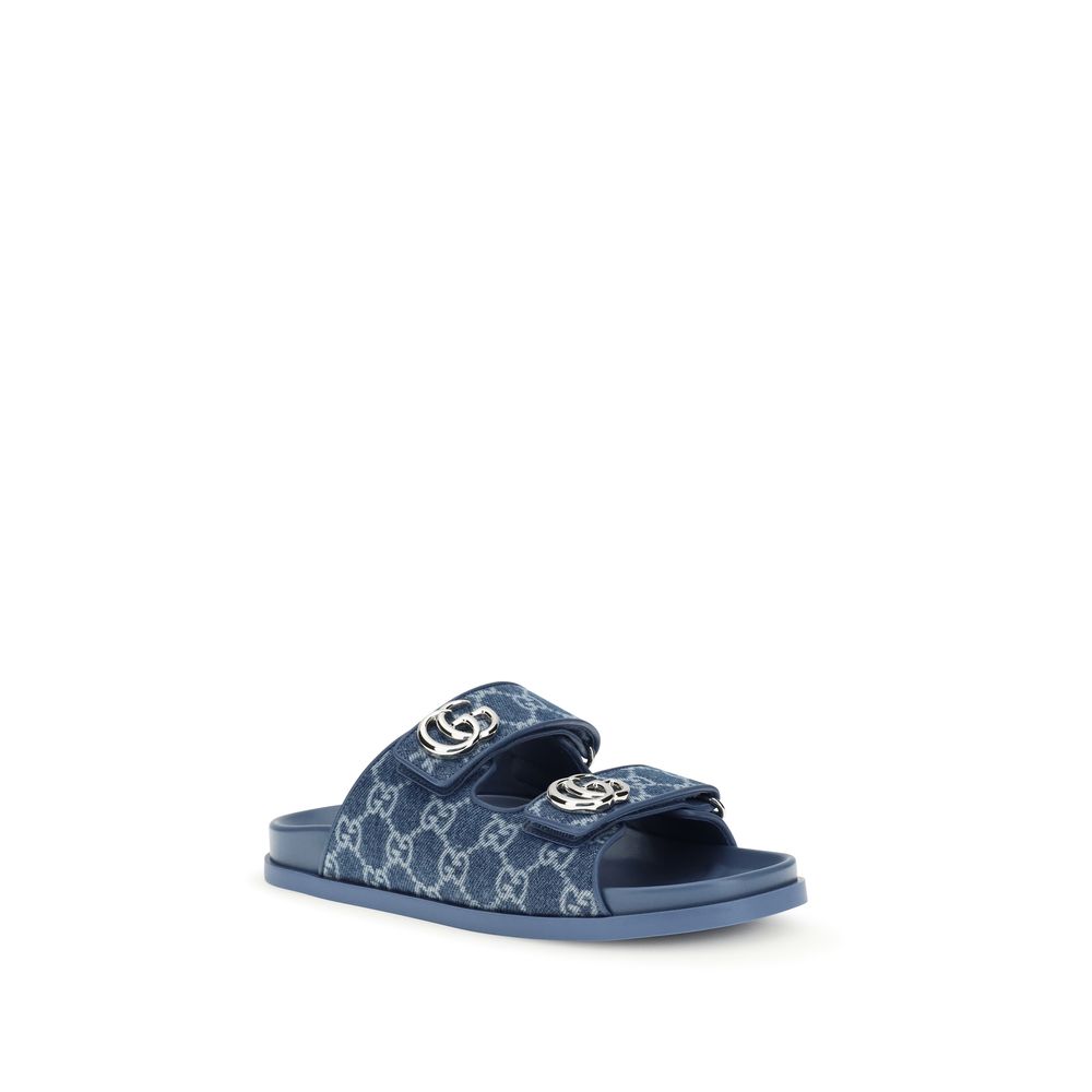 Gucci Blue Cotton Flat Sandals | Regal Royce