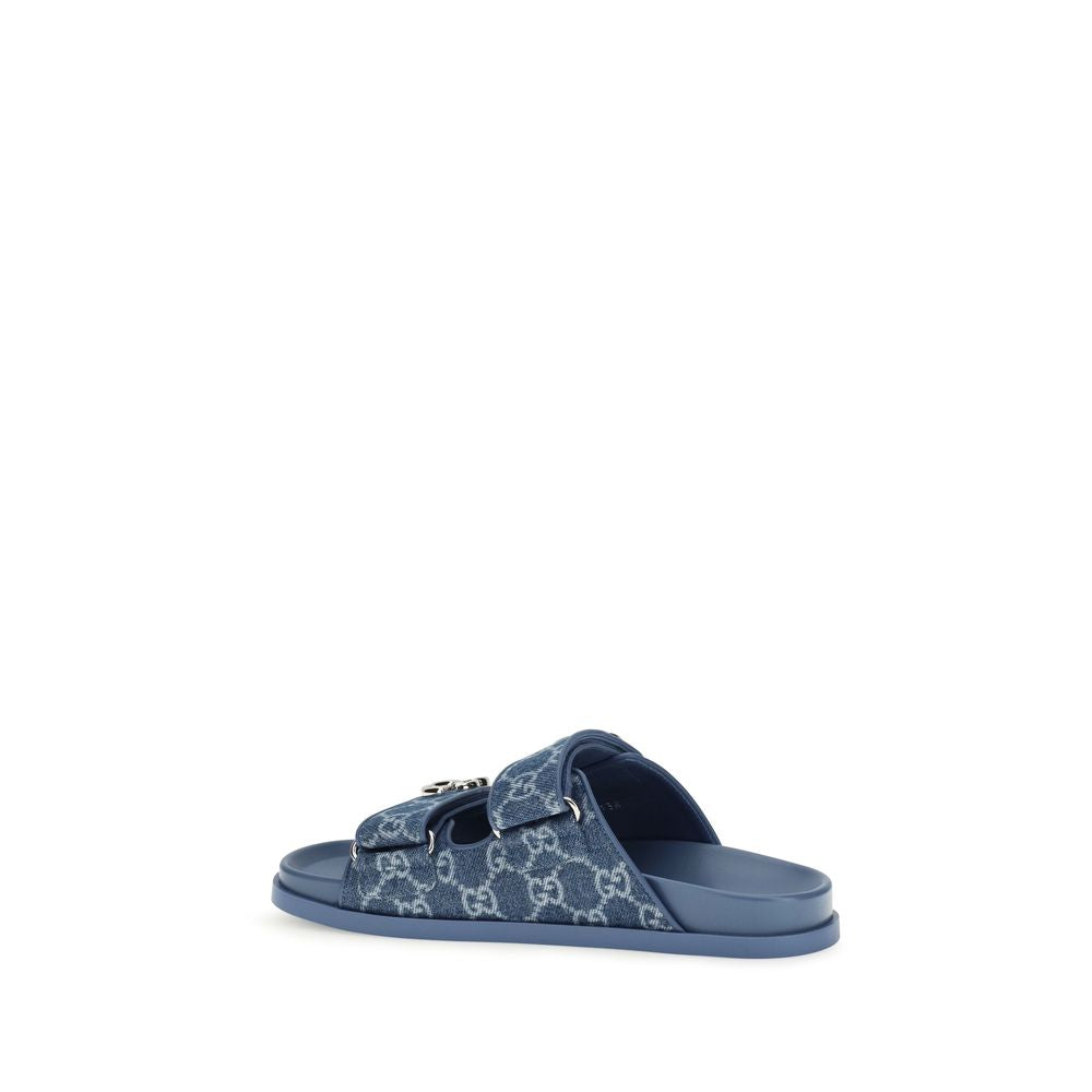 Gucci Blue Cotton Flat Sandals | Regal Royce