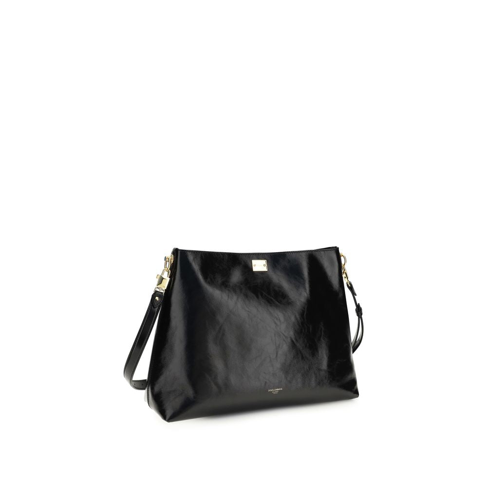 Dolce & Gabbana Black Calf Leather Bos Taurus Shoulder Bag | Regal Royce