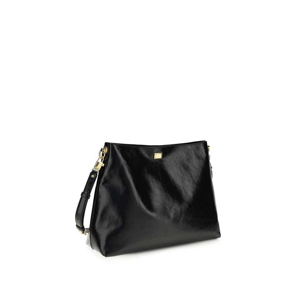 Dolce & Gabbana Black Calf Leather Bos Taurus Shoulder Bag | Regal Royce