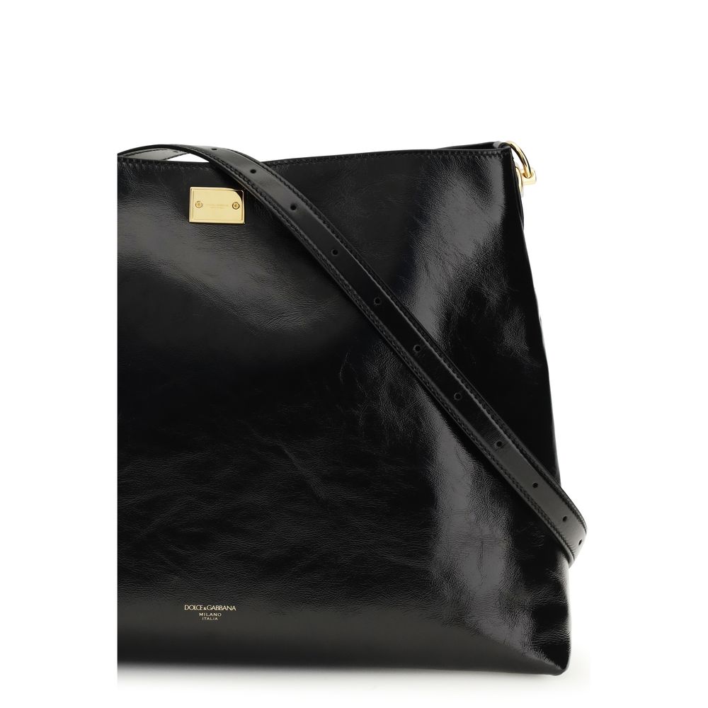 Dolce & Gabbana Black Calf Leather Bos Taurus Shoulder Bag | Regal Royce