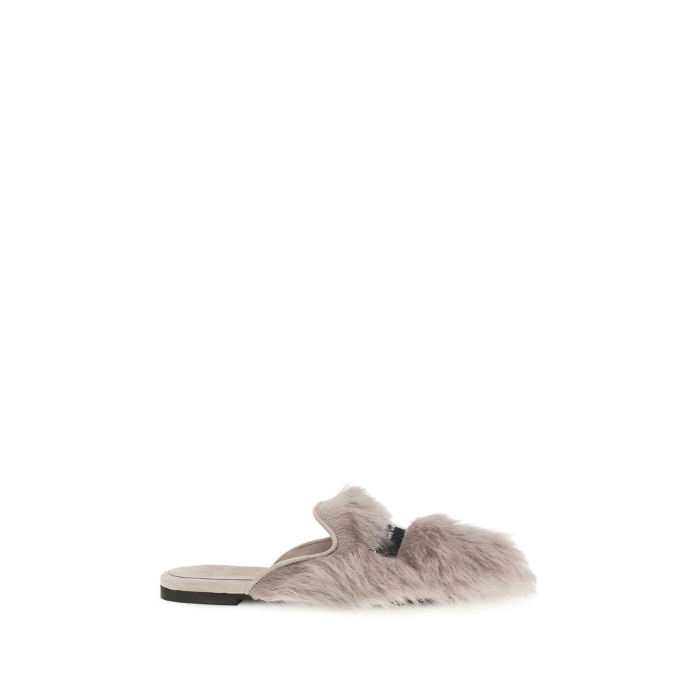 Dolce & Gabbana Gray Lamb Ovis Aries Aries Mules | Regal Royce
