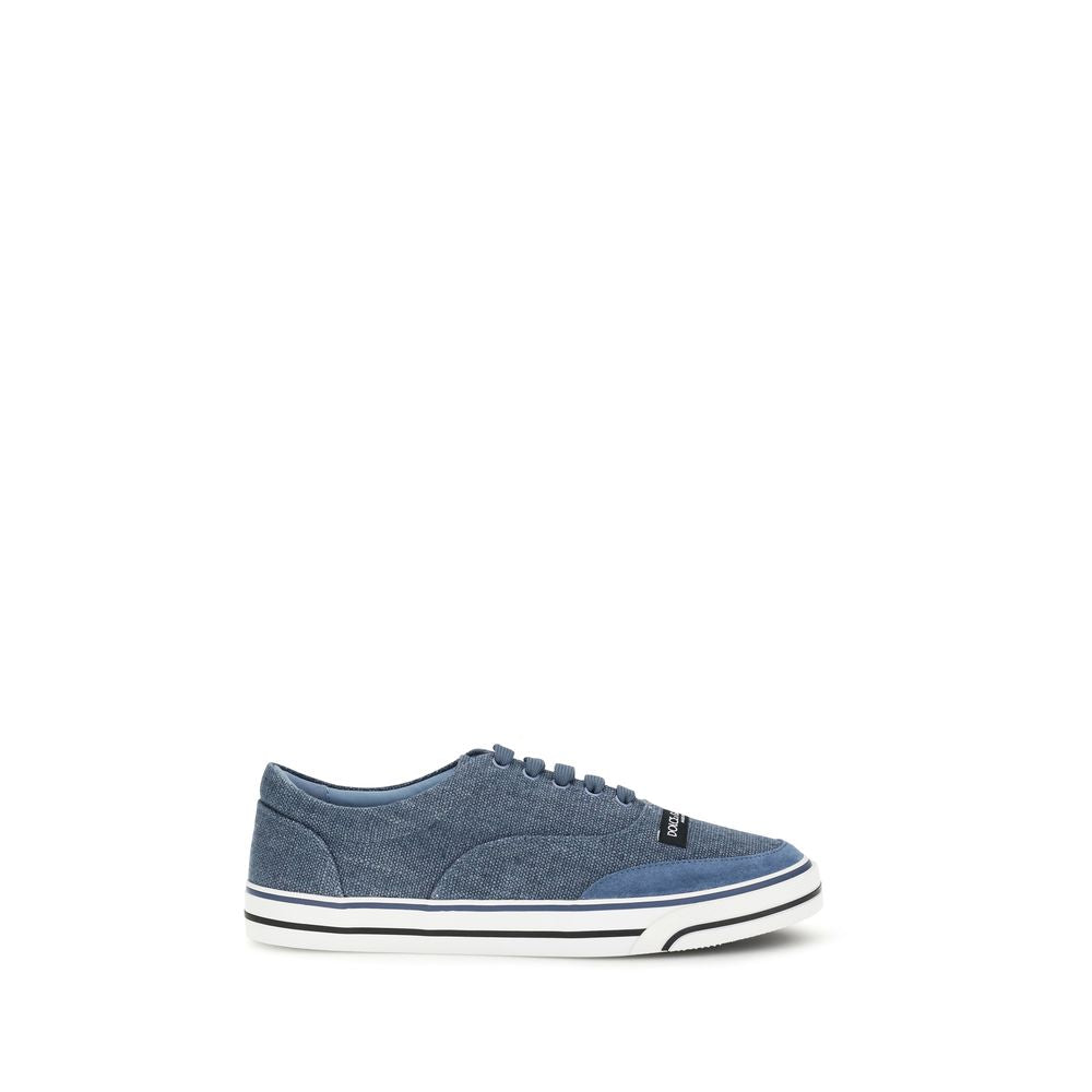 Dolce & Gabbana Blue Linen Low Top Sneakers | Regal Royce
