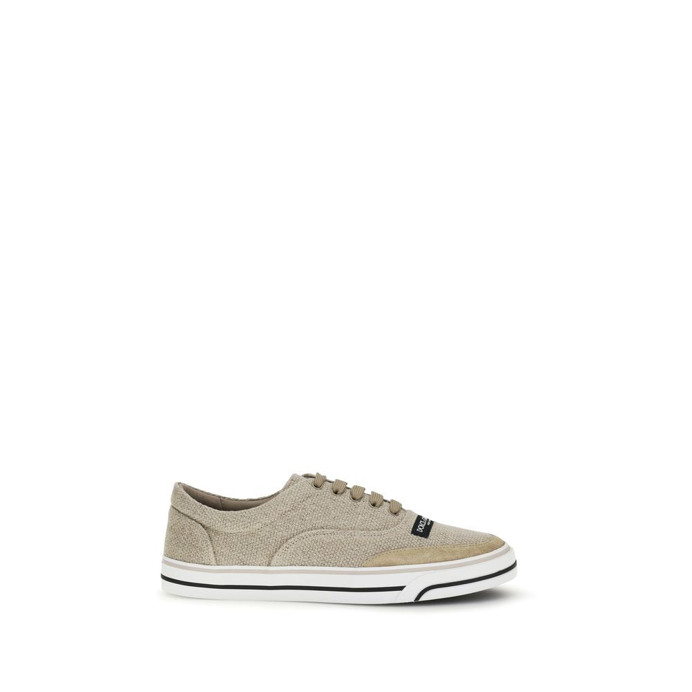 Dolce & Gabbana Beige Linen Low Top Sneakers | Regal Royce