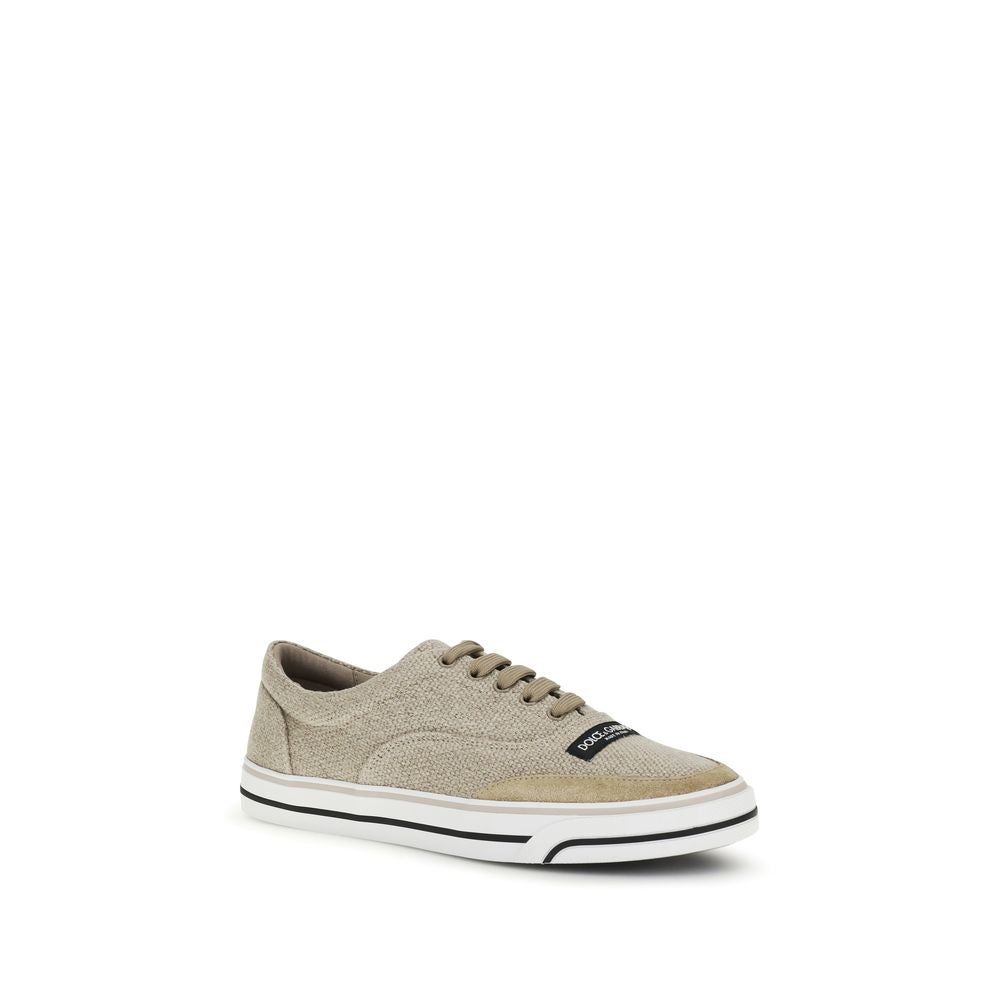Dolce & Gabbana Beige Linen Low Top Sneakers | Regal Royce