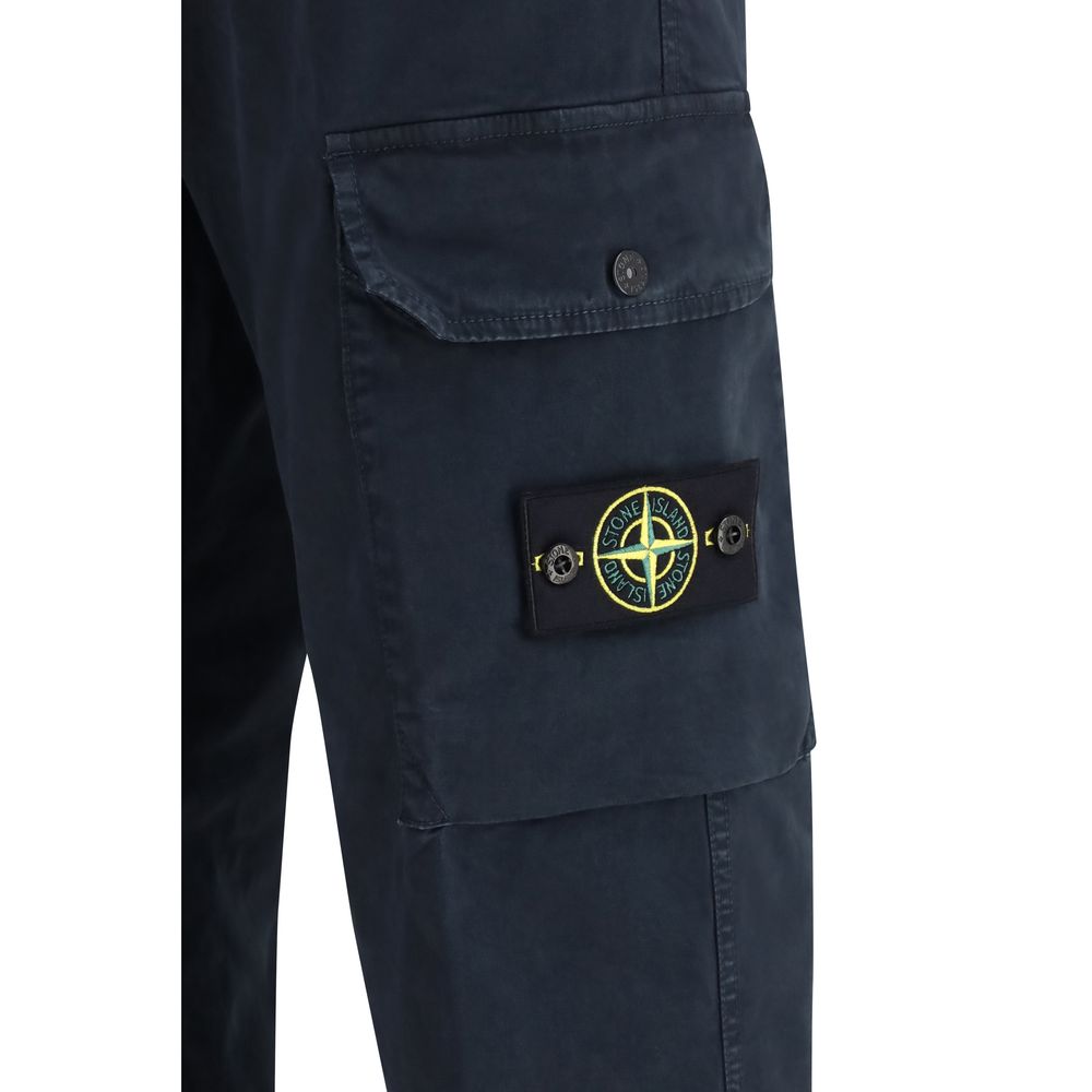 Stone Island Blue Cotton Cargo Pants | Regal Royce