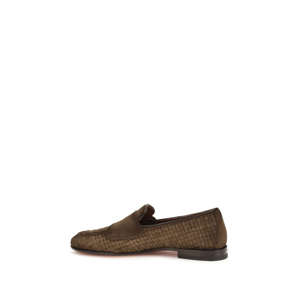 Santoni Brown Calf Leather Bos Taurus Slip-On Loafers | Regal Royce