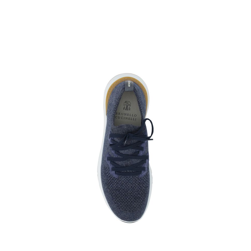 Brunello Cucinelli Blue Cotton Athletic Sneakers | Regal Royce