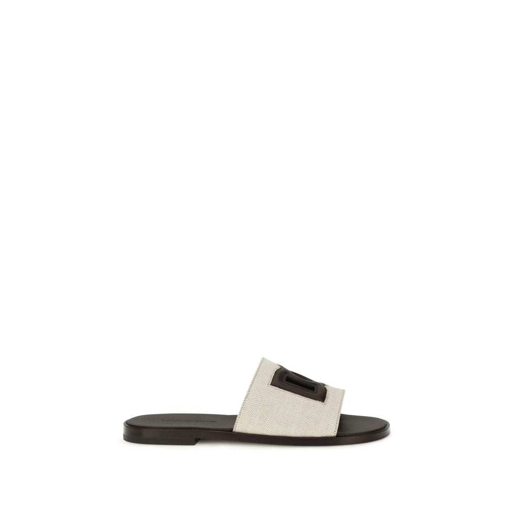 Dolce & Gabbana Beige Calf Leather Bos Taurus Flat Sandals | Regal Royce