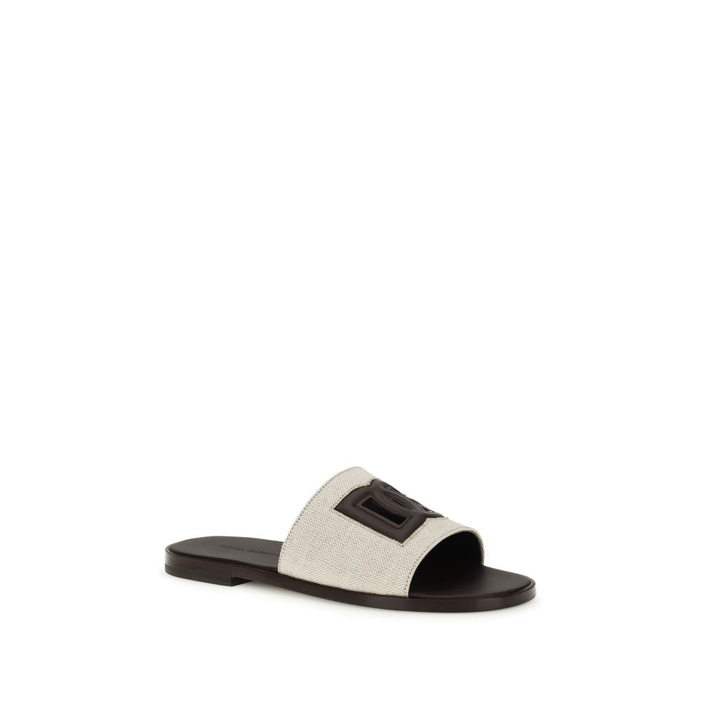Dolce & Gabbana Beige Calf Leather Bos Taurus Flat Sandals | Regal Royce