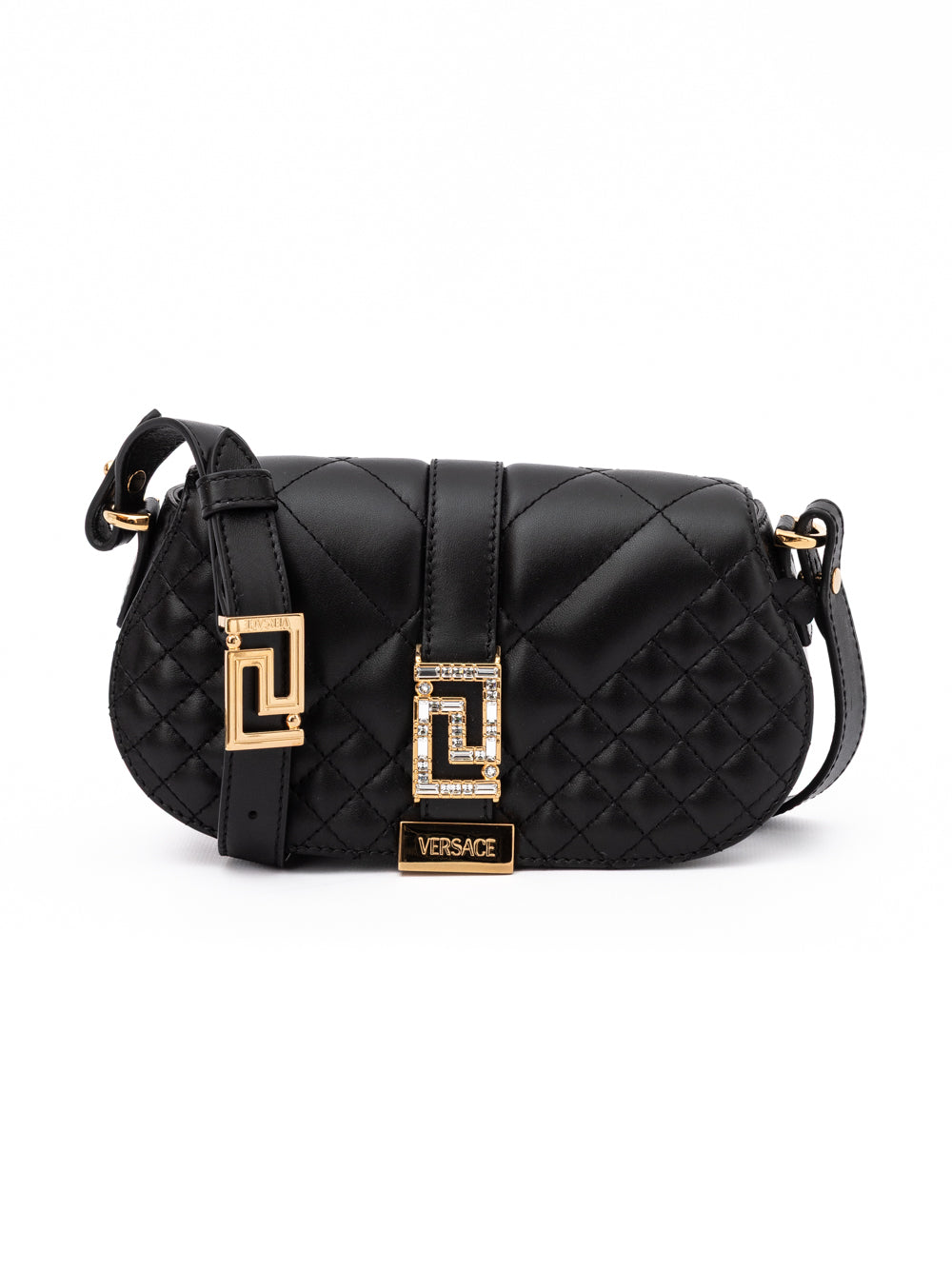 Versace Black Leather Quilted Shoulder Strap Bag | Regal Royce