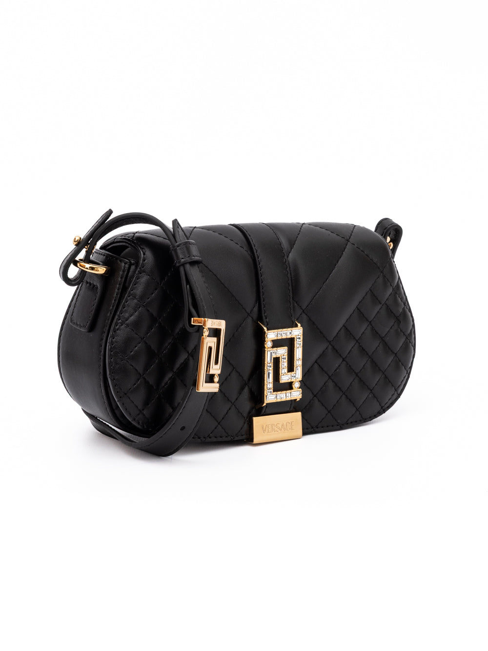 Versace Black Leather Quilted Shoulder Strap Bag | Regal Royce