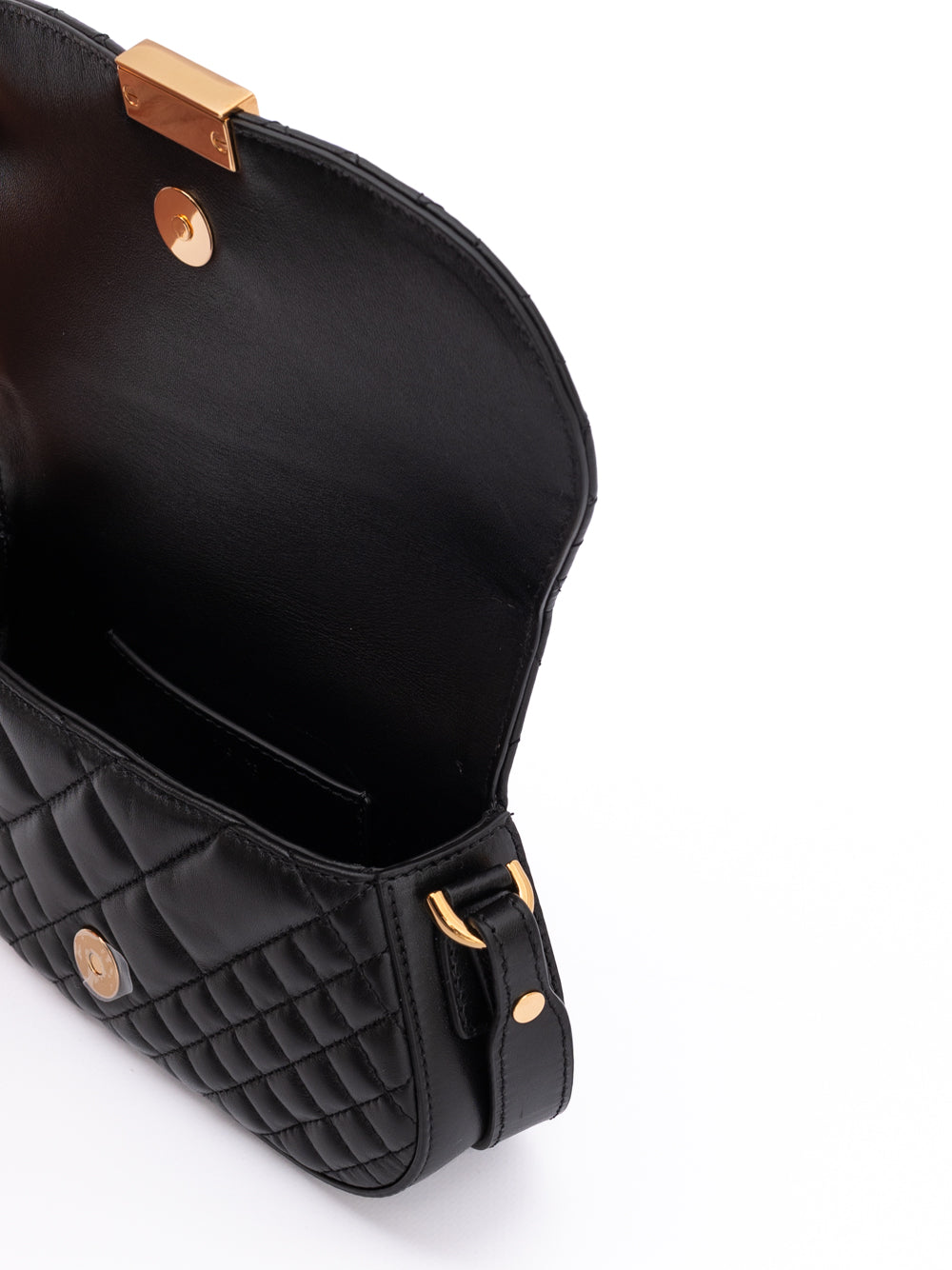 Versace Black Leather Quilted Shoulder Strap Bag | Regal Royce