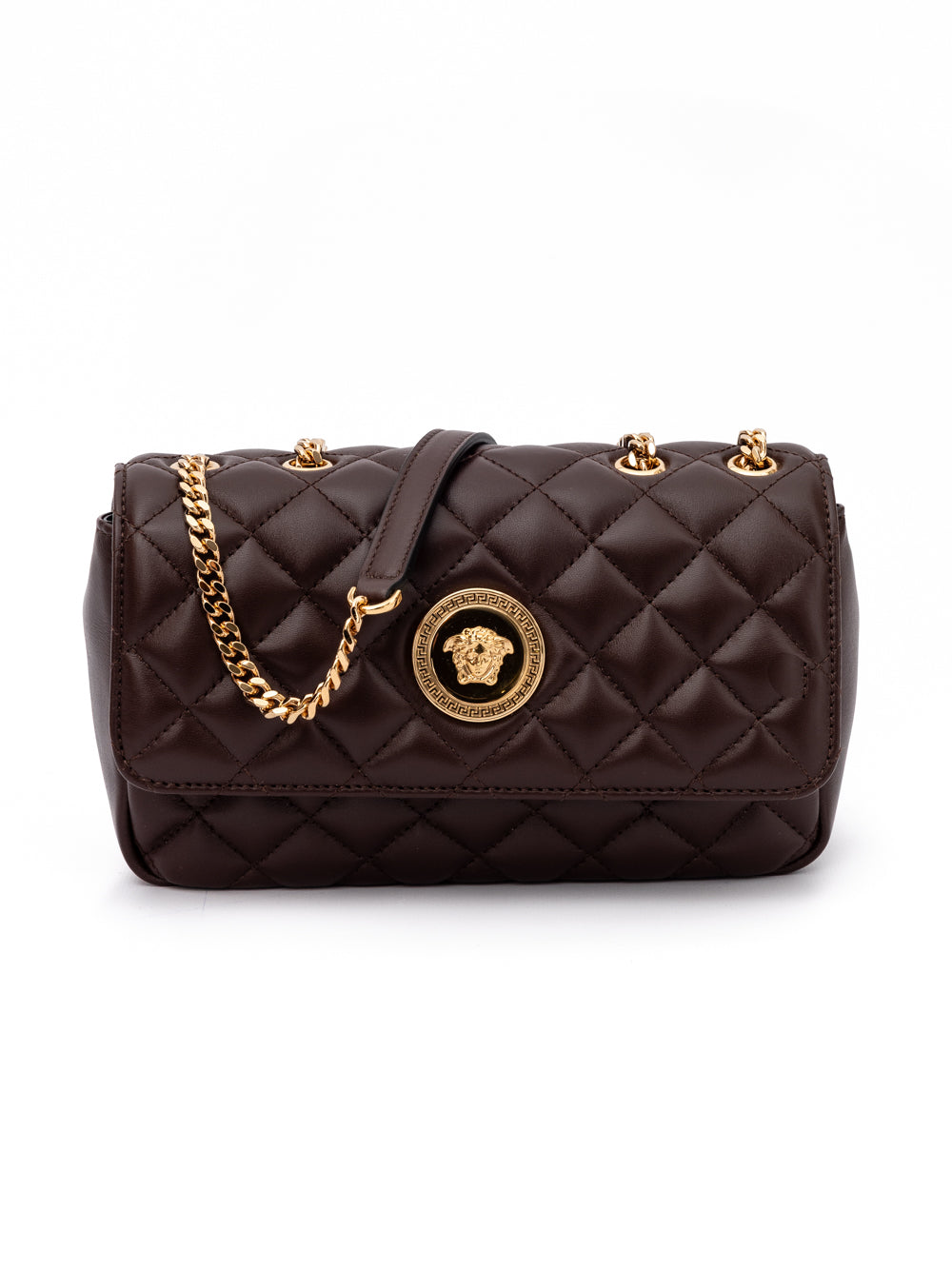 Versace Brown Quilted Leather Shoulder Strap Bag | Regal Royce