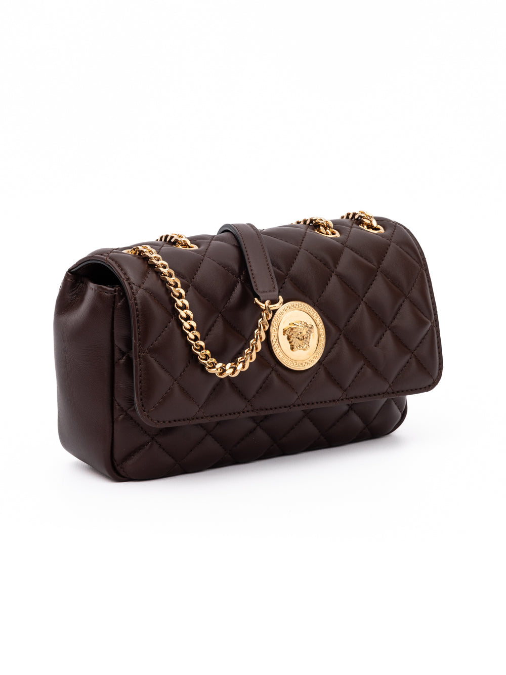 Versace Brown Quilted Leather Shoulder Strap Bag | Regal Royce