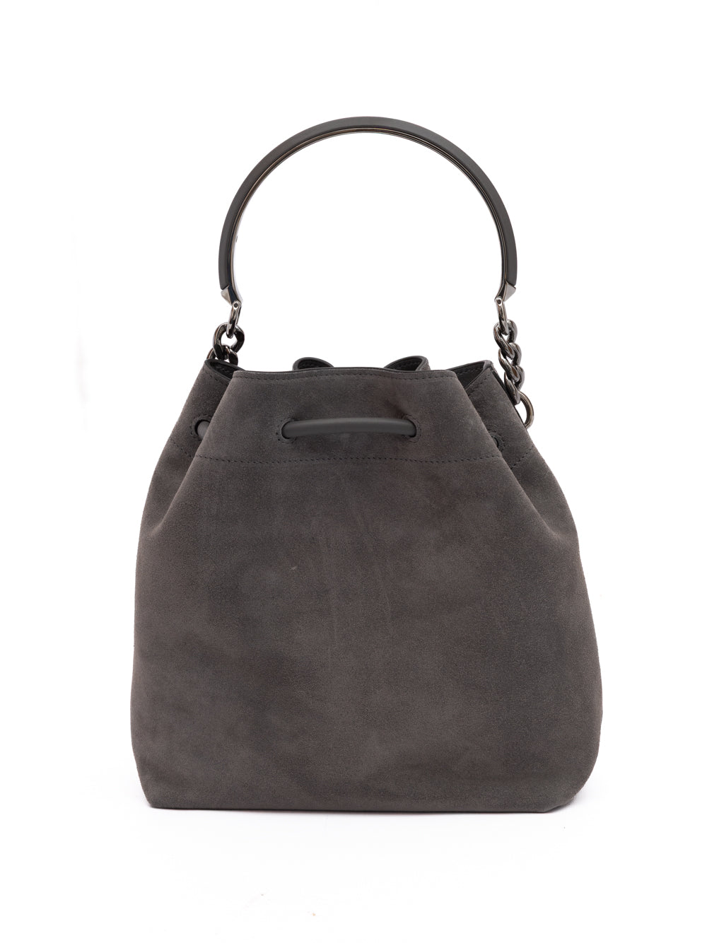 Jimmy Choo Dark Grey Bon Bon Suede Bucket | Regal Royce