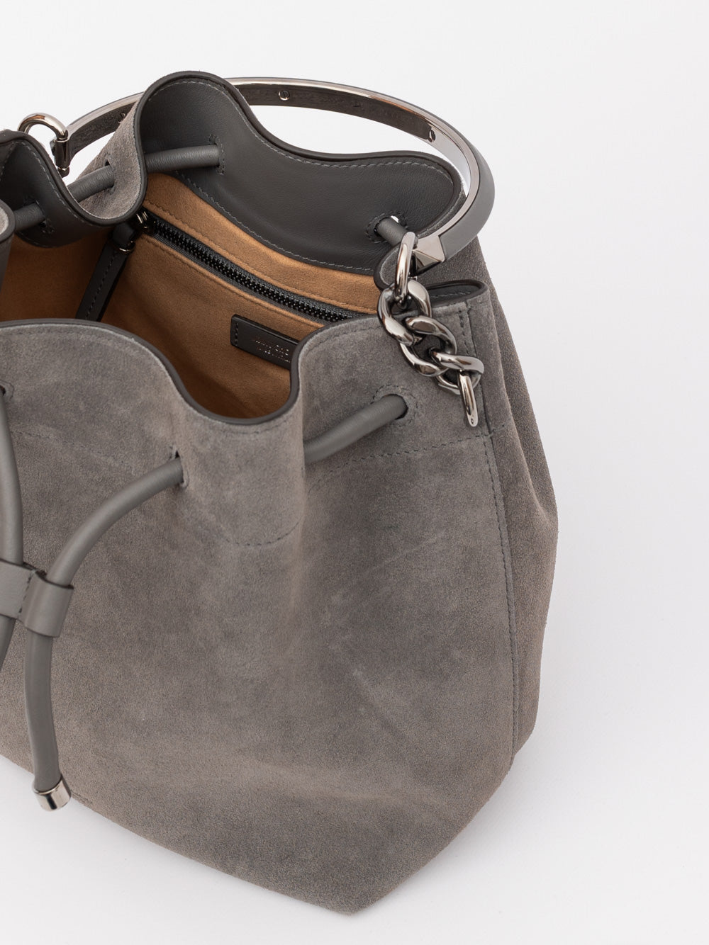 Jimmy Choo Dark Grey Bon Bon Suede Bucket | Regal Royce