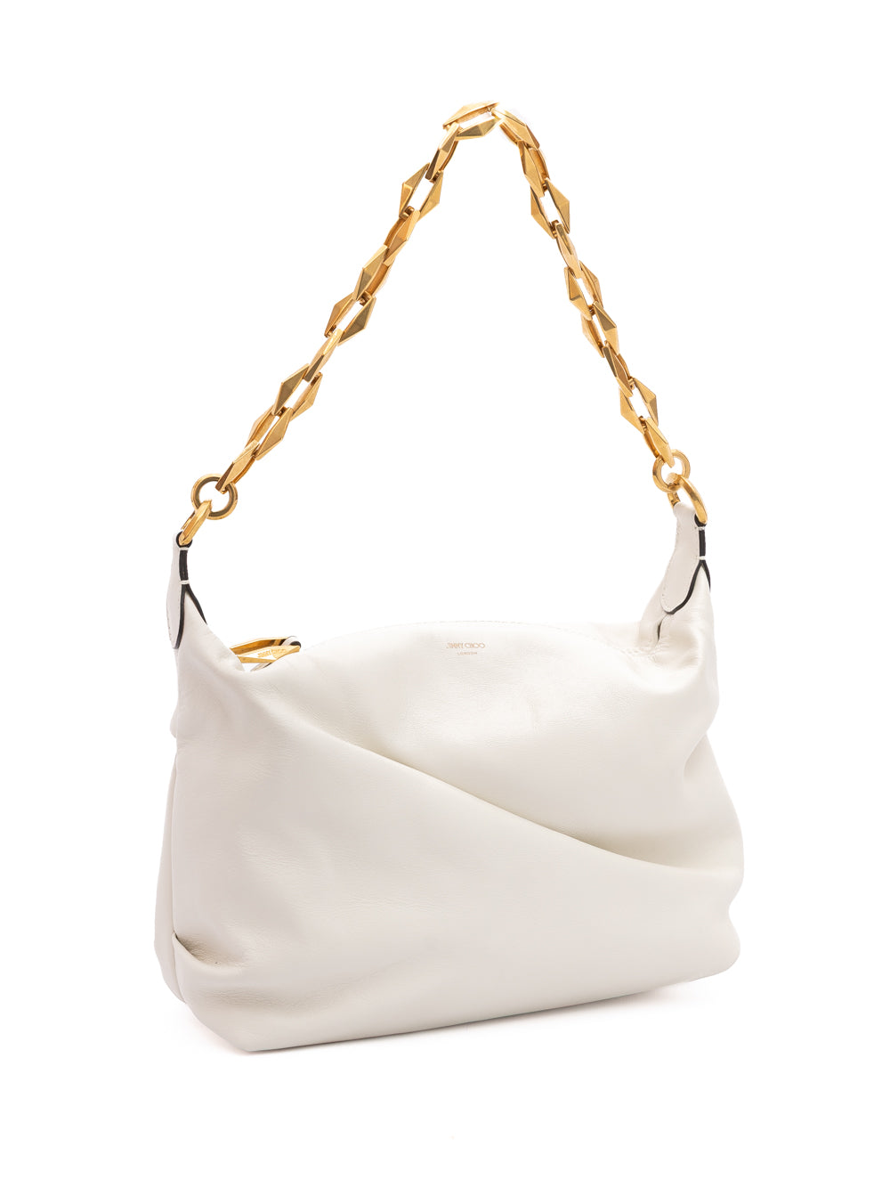 Jimmy Choo White Diamond Hobo Leather Shoulder Bag | Regal Royce