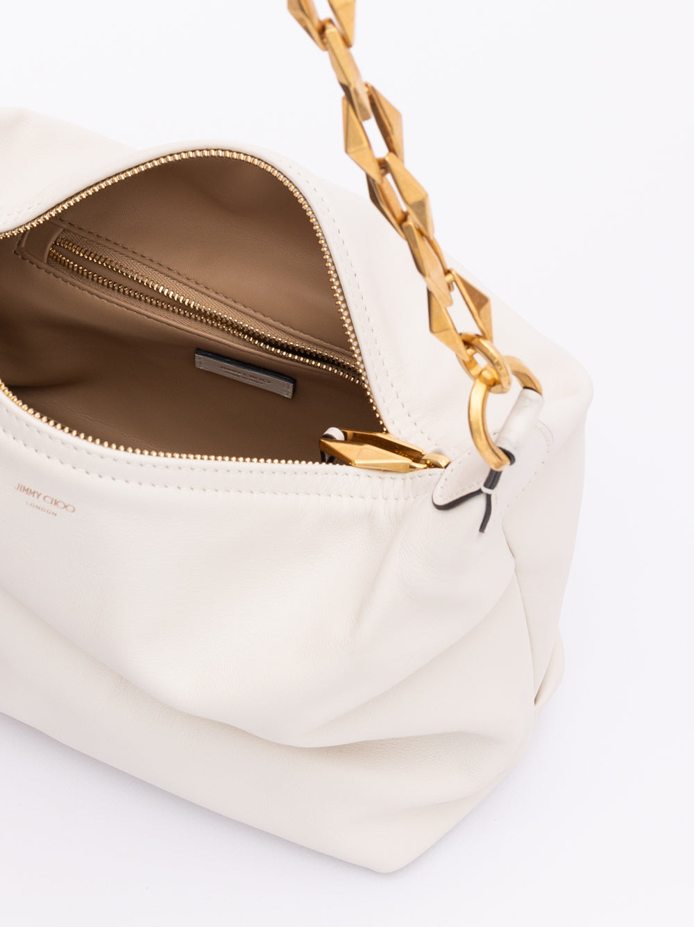 Jimmy Choo White Diamond Hobo Leather Shoulder Bag | Regal Royce