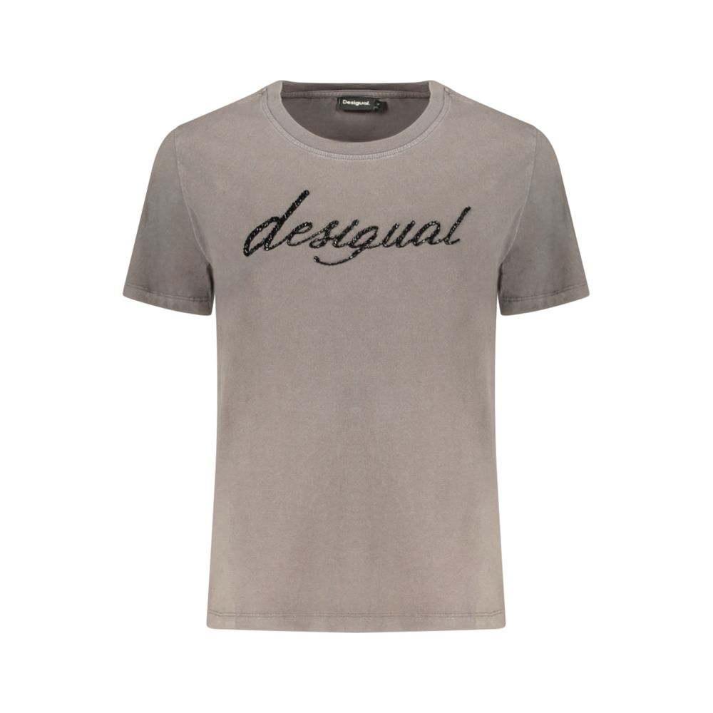 Desigual Grigio Cotton Women T-Shirt | Regal Royce