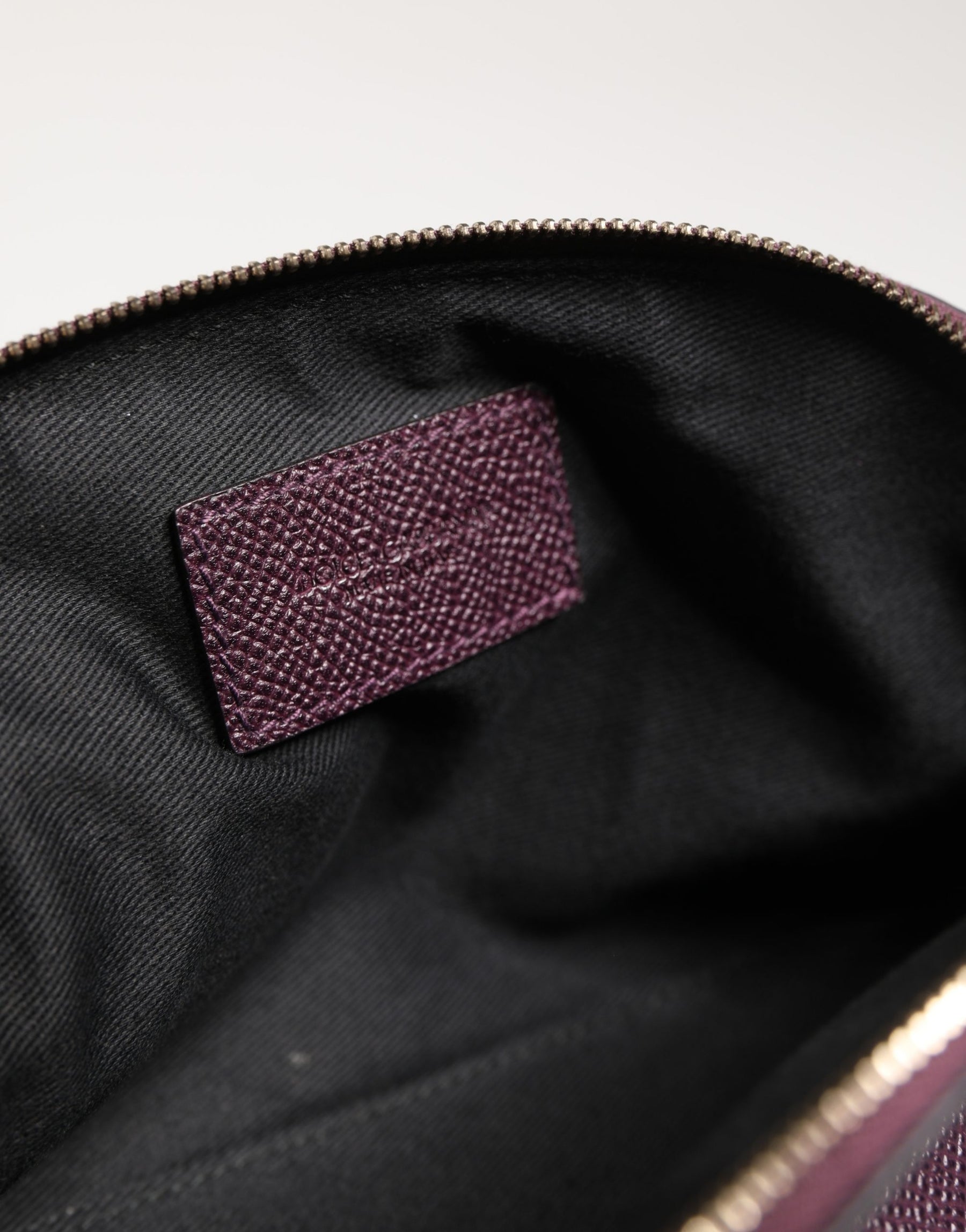 Dolce & Gabbana Dark Purple Leather DG Logo Zip Around Hand Purse Wallet | Regal Royce