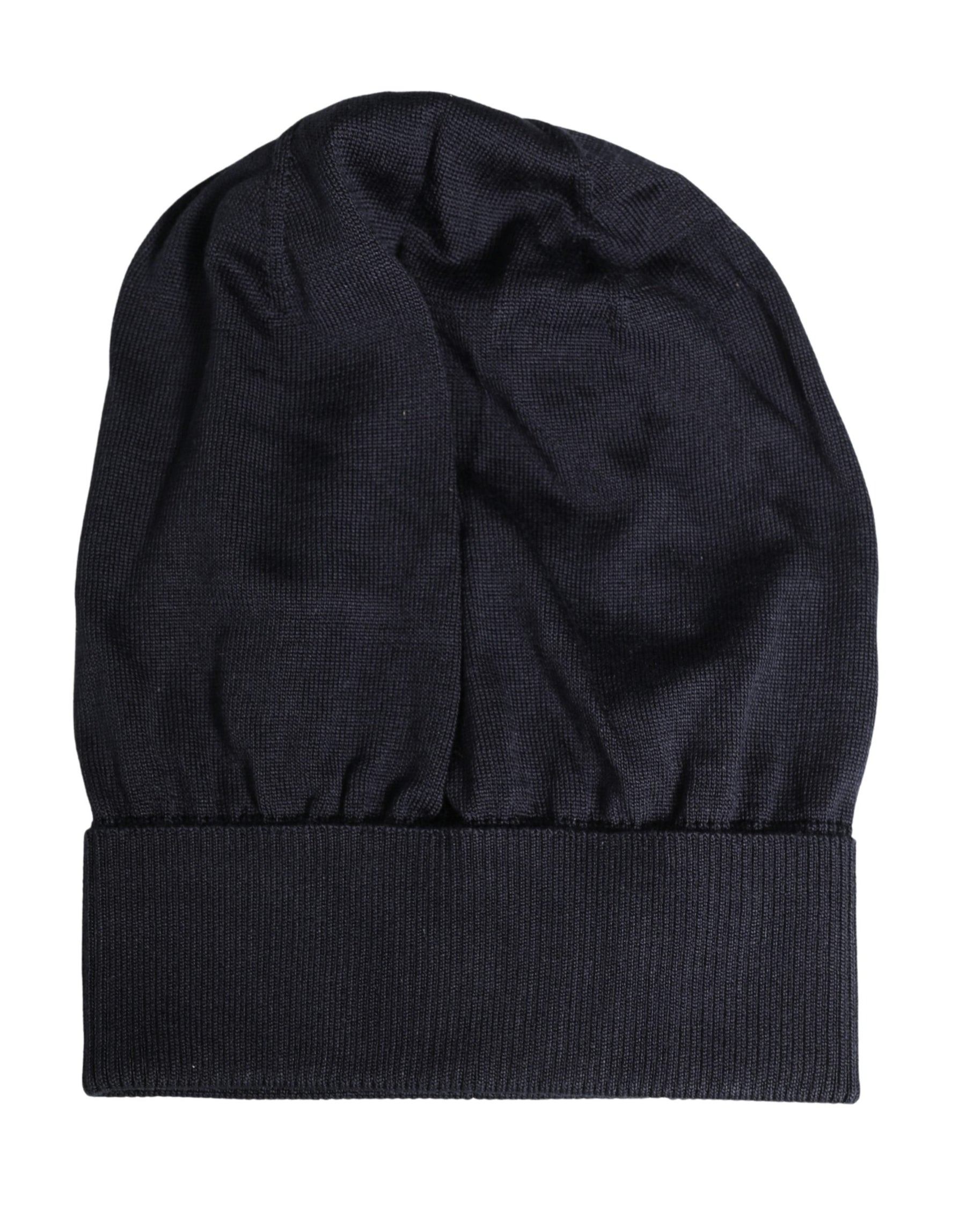 Dolce & Gabbana Black Solid Wool Knitted Winter Beanie Cap Hat | Regal Royce