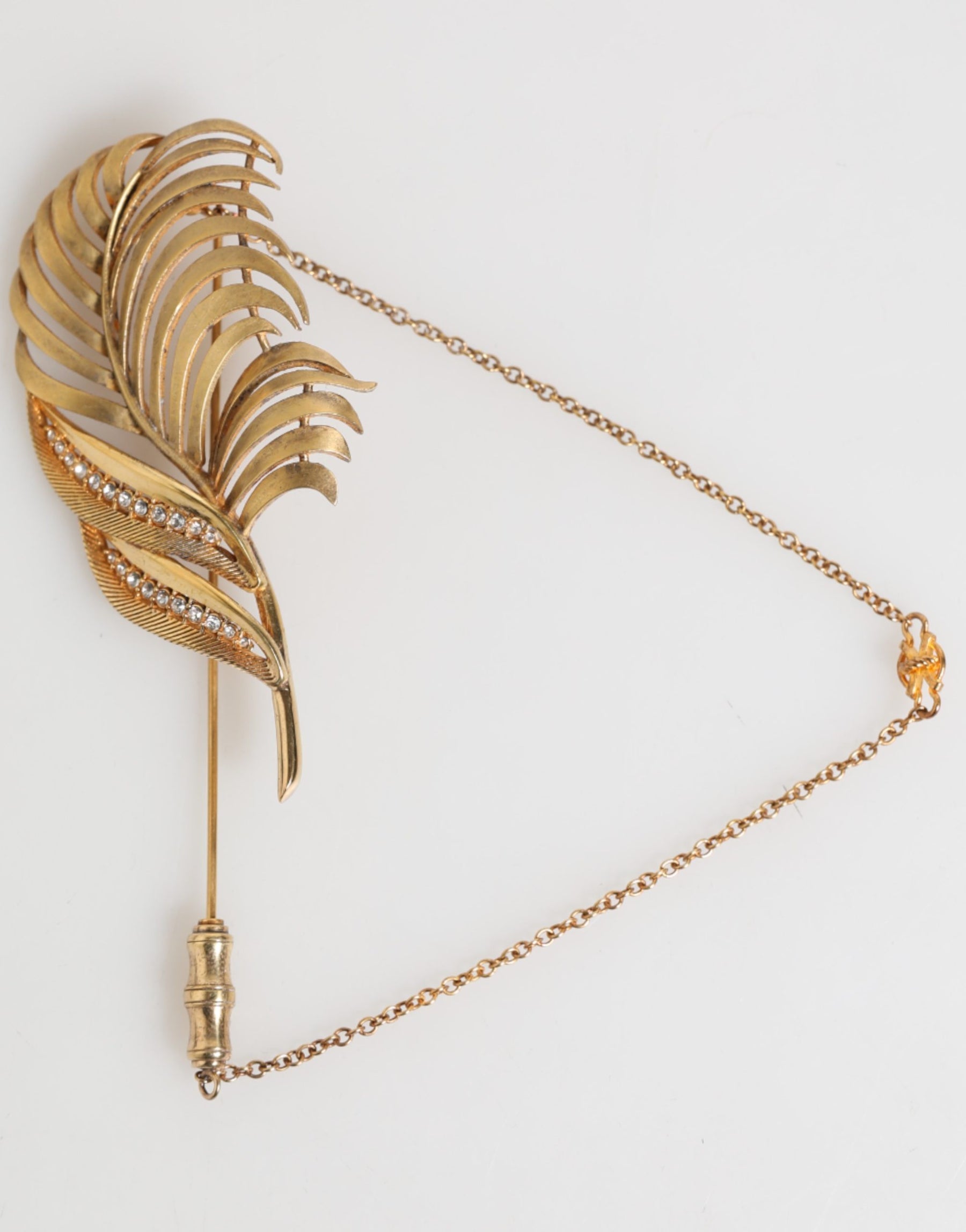 Dolce & Gabbana Gold Sterling Silver925 Leaf Embellished Lapel Pin Brooch | Regal Royce