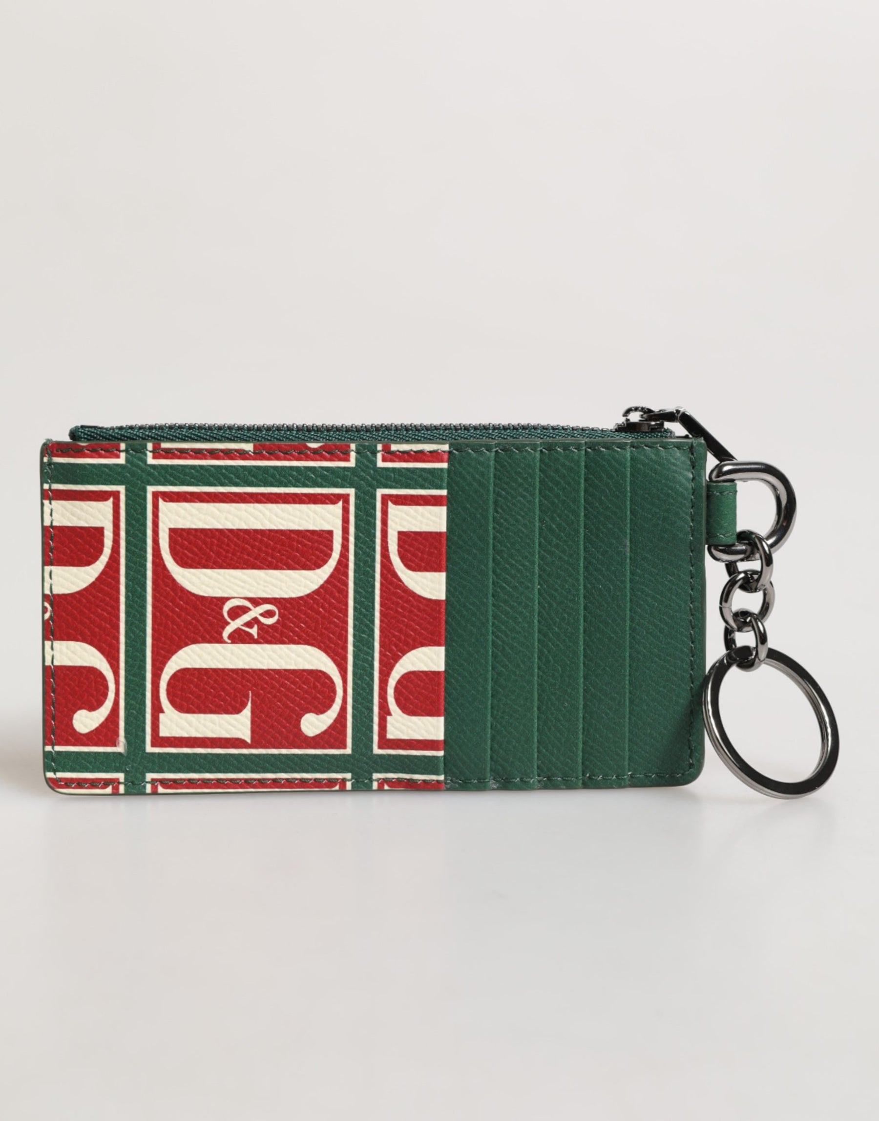 Dolce & Gabbana Green Calf Leather Logo Print Monogram Card Holder Wallet | Regal Royce