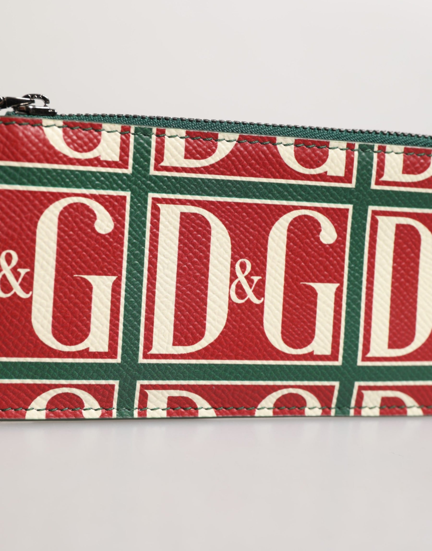 Dolce & Gabbana Green Calf Leather Logo Print Monogram Card Holder Wallet | Regal Royce
