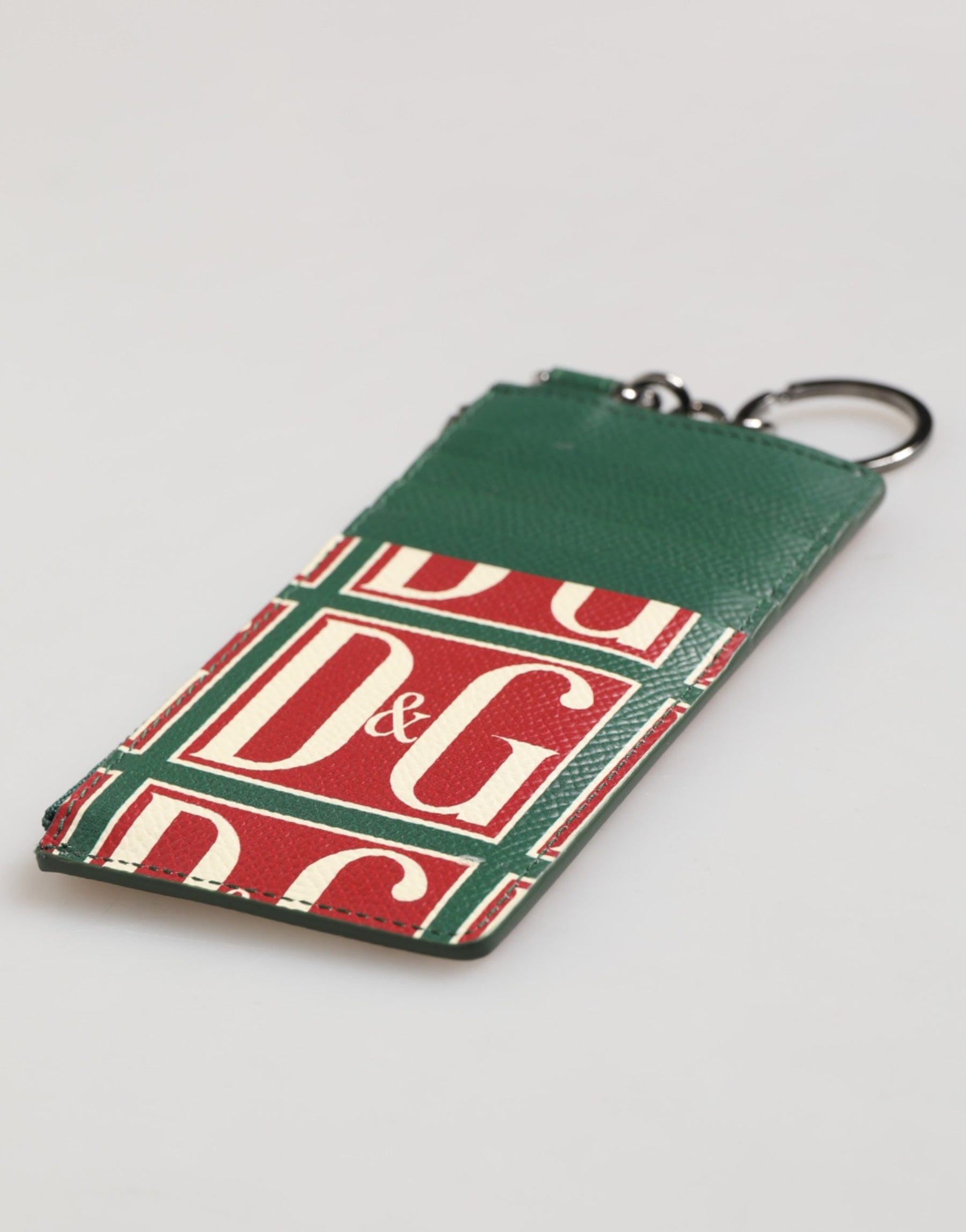 Dolce & Gabbana Green Calf Leather Logo Print Monogram Card Holder Wallet | Regal Royce