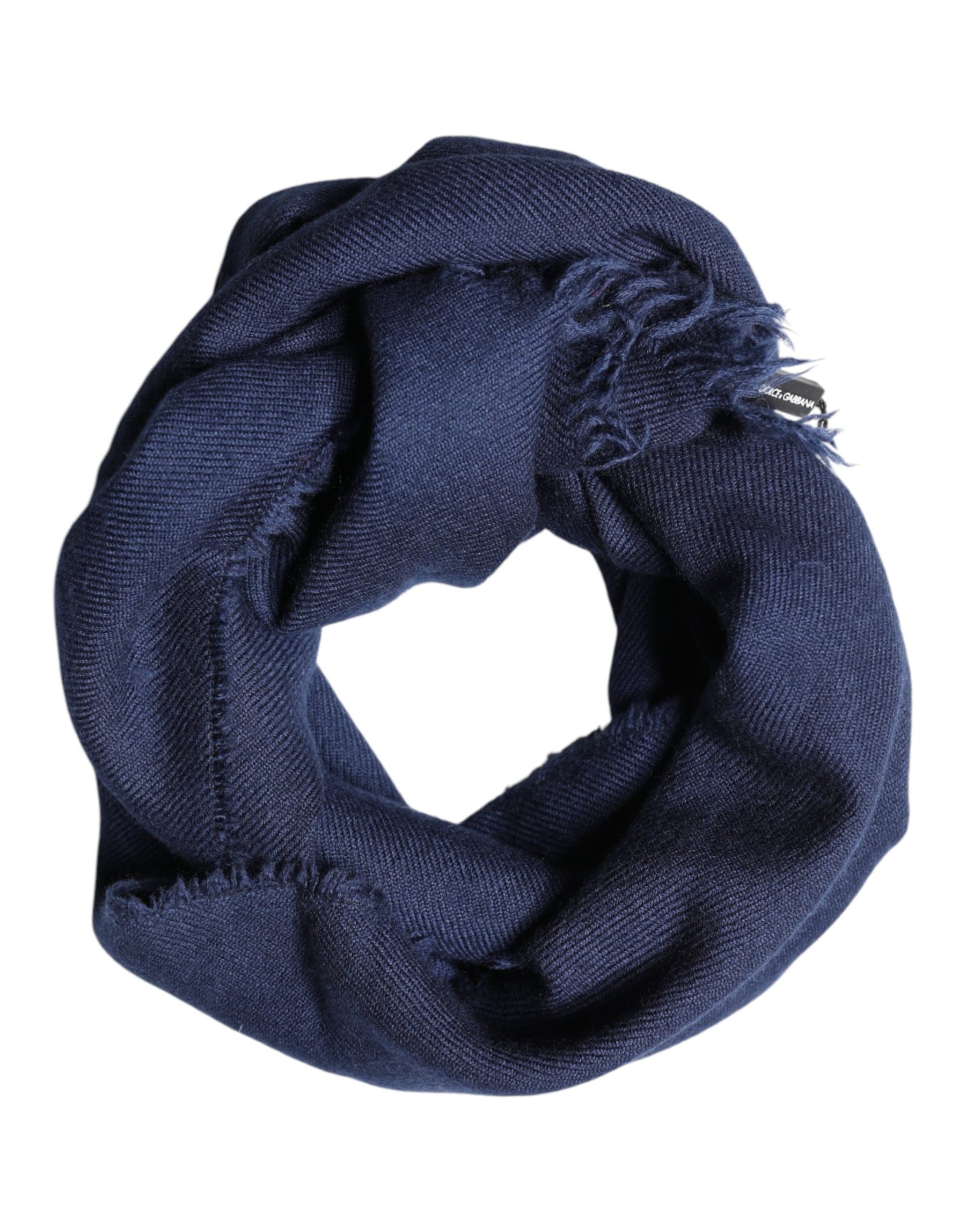 Dolce & Gabbana Blue Cashmere Fringes Wrap Foulard 70cm x 200cm  Scarf Men | Regal Royce
