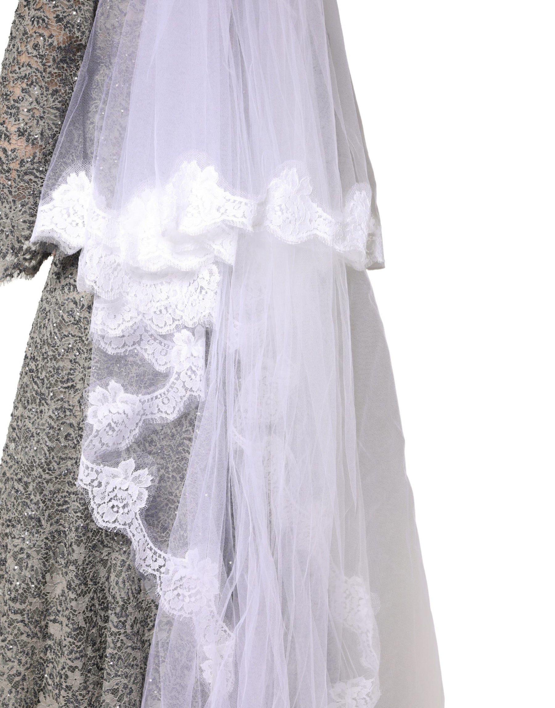 Dolce & Gabbana White Floral Lace Nylon Floor Length Long Wedding Veil | Regal Royce