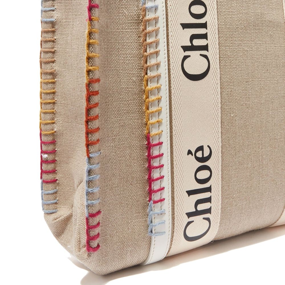Chloé Beige Linen Tote Bag | Regal Royce