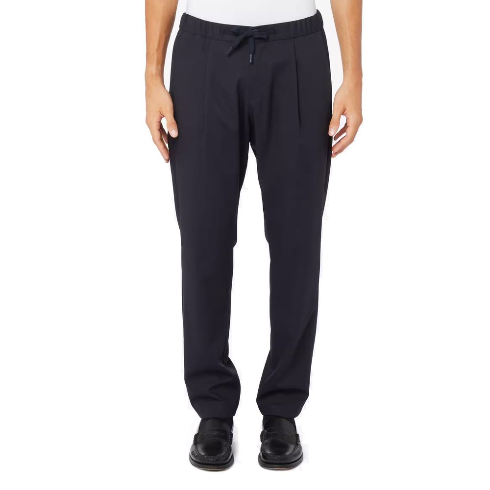 Herno Blue Virgin Wool Casual Pants | Regal Royce