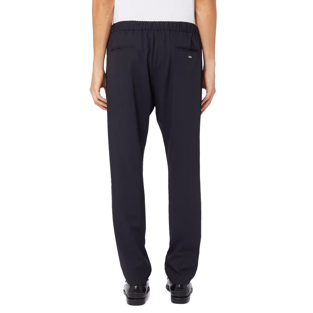Herno Blue Virgin Wool Casual Pants | Regal Royce