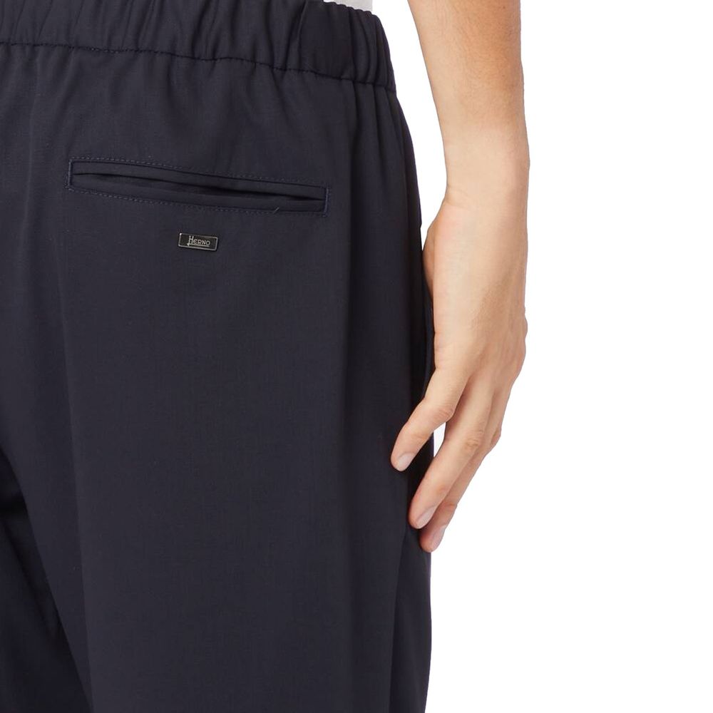 Herno Blue Virgin Wool Casual Pants | Regal Royce